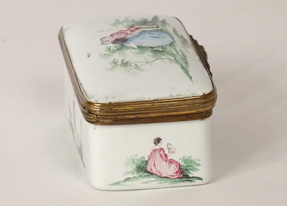 Enamelled Box Decor Romantic Romantic Scene XVIIIth Time-photo-1