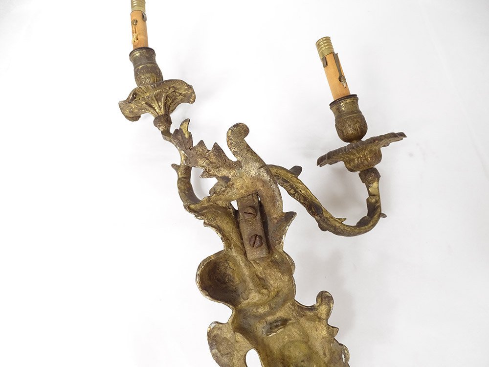 Pair Of Louis XV Period Sconces Angel Putti Eighteenth Acanthus Foliage-photo-5