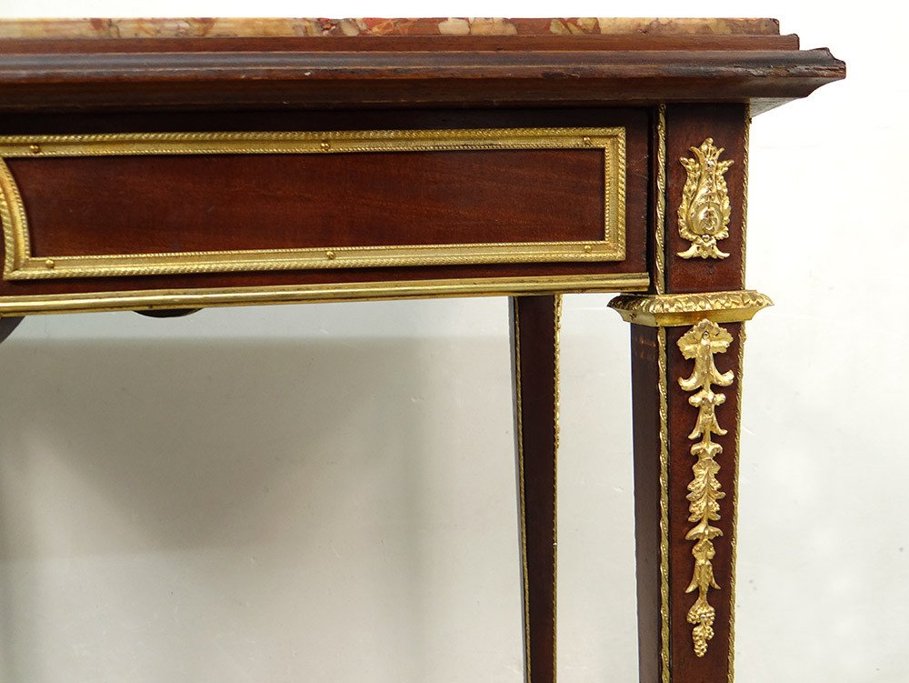 Petite Table De Salon Louis XVI Acajou Marbre Bronze Doré Wedgwood XIXème-photo-1
