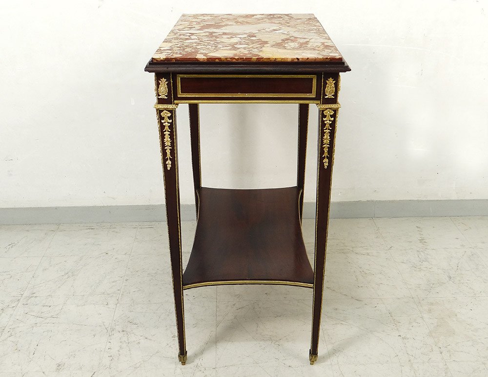 Petite Table De Salon Louis XVI Acajou Marbre Bronze Doré Wedgwood XIXème-photo-5