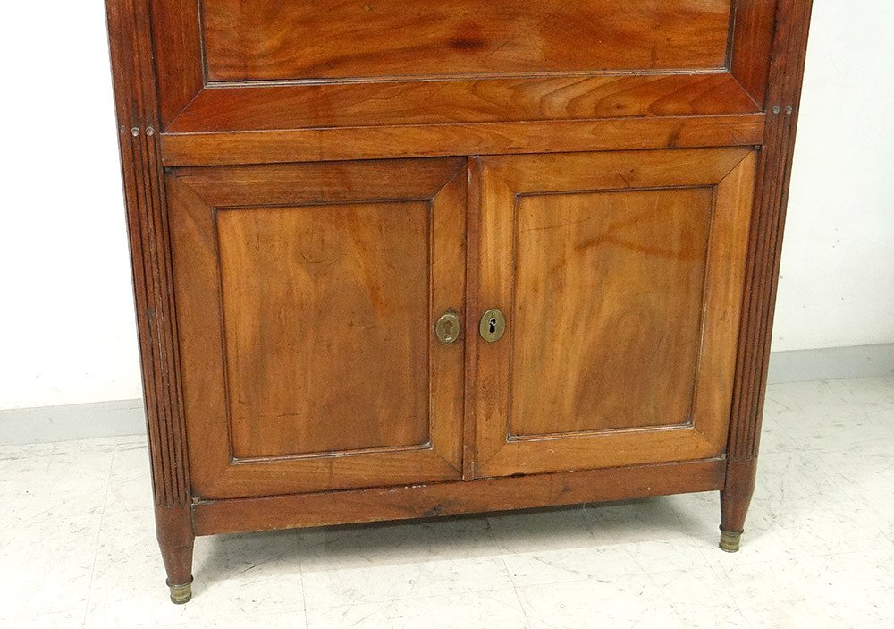 Louis XVI Guillotine Secretary Mahogany Marble Stamped L. Moreau XVIIIth-photo-4