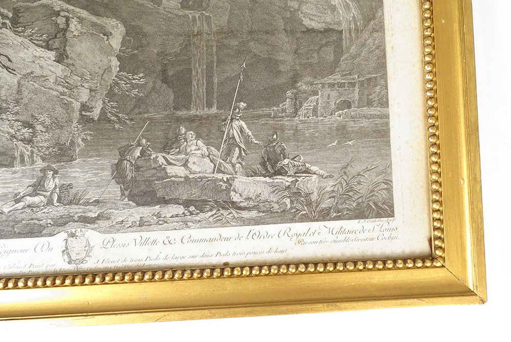 Engraving Golden Wood Frame Soldier River Pierre Charles De Villette Nineteenth-photo-2