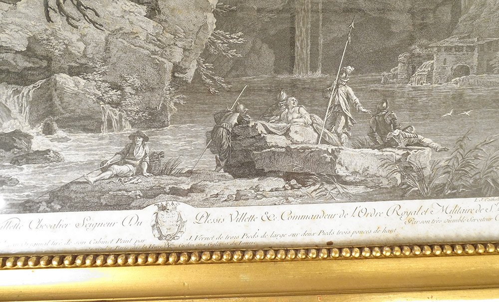 Engraving Golden Wood Frame Soldier River Pierre Charles De Villette Nineteenth-photo-3
