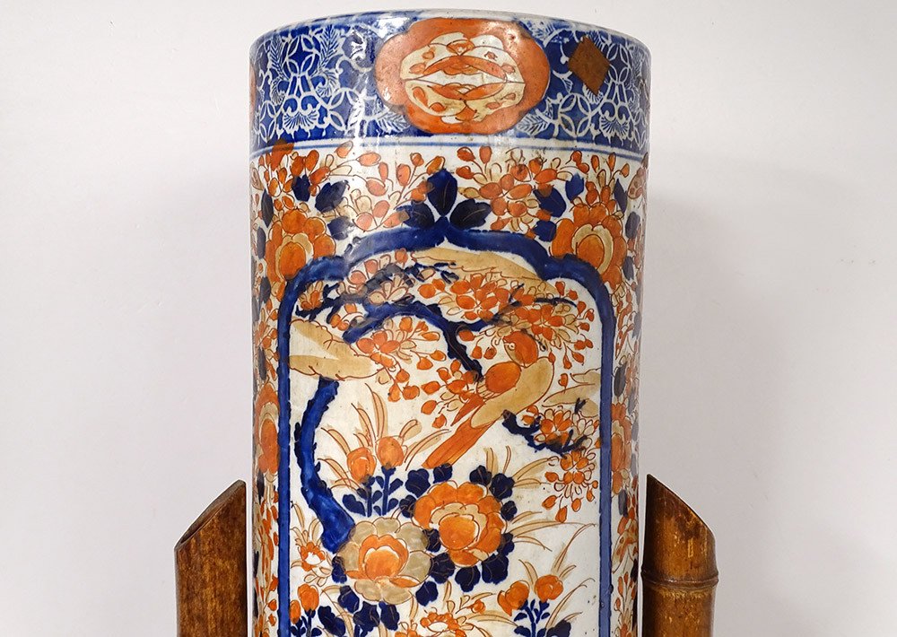 Umbrella Stand Porcelain Imari Japan Birds Flowers Plum Trees Bamboo Nineteenth-photo-2