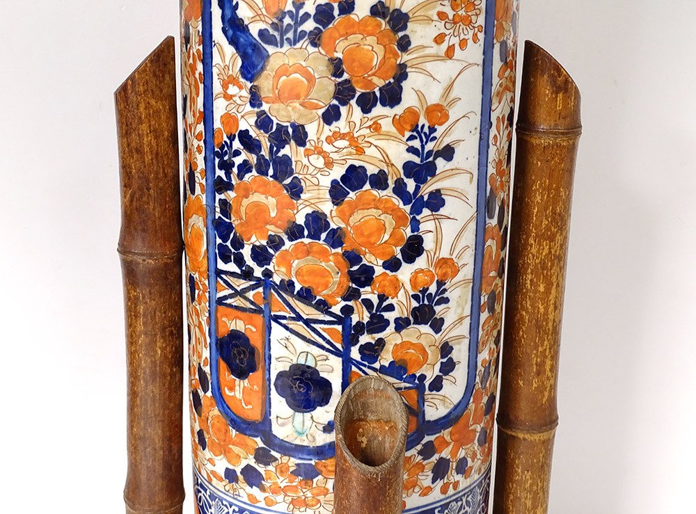 Umbrella Stand Porcelain Imari Japan Birds Flowers Plum Trees Bamboo Nineteenth-photo-3