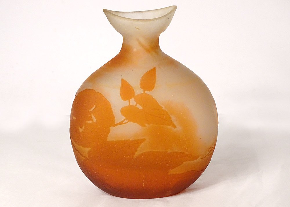 Vase Gourd Glass Paste Emile Gallé Flowers Bindweed Art Nouveau XIXth-photo-2