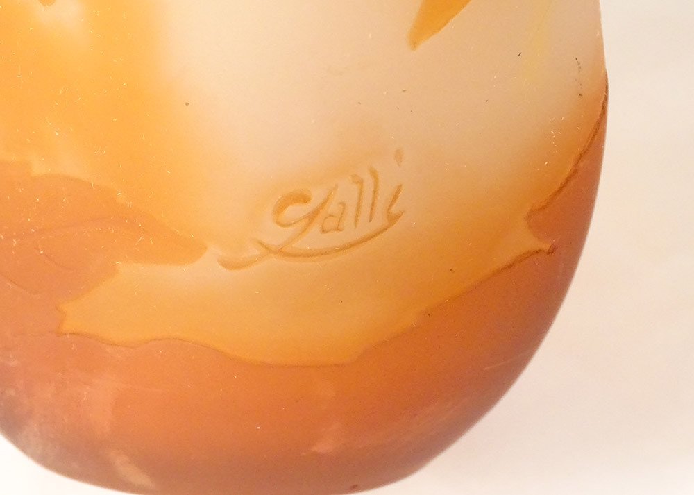 Vase Gourd Glass Paste Emile Gallé Flowers Bindweed Art Nouveau XIXth-photo-5