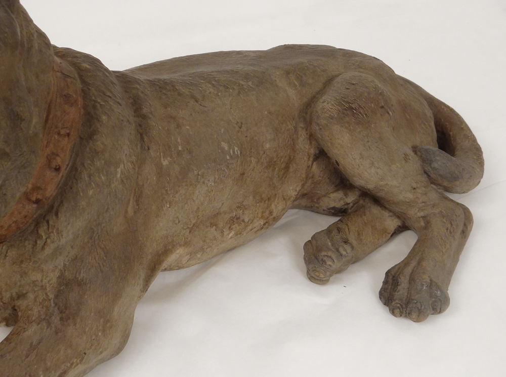 Pair Sculptures Couple English Mastiff Dogs Terracotta XIXth Century-photo-4