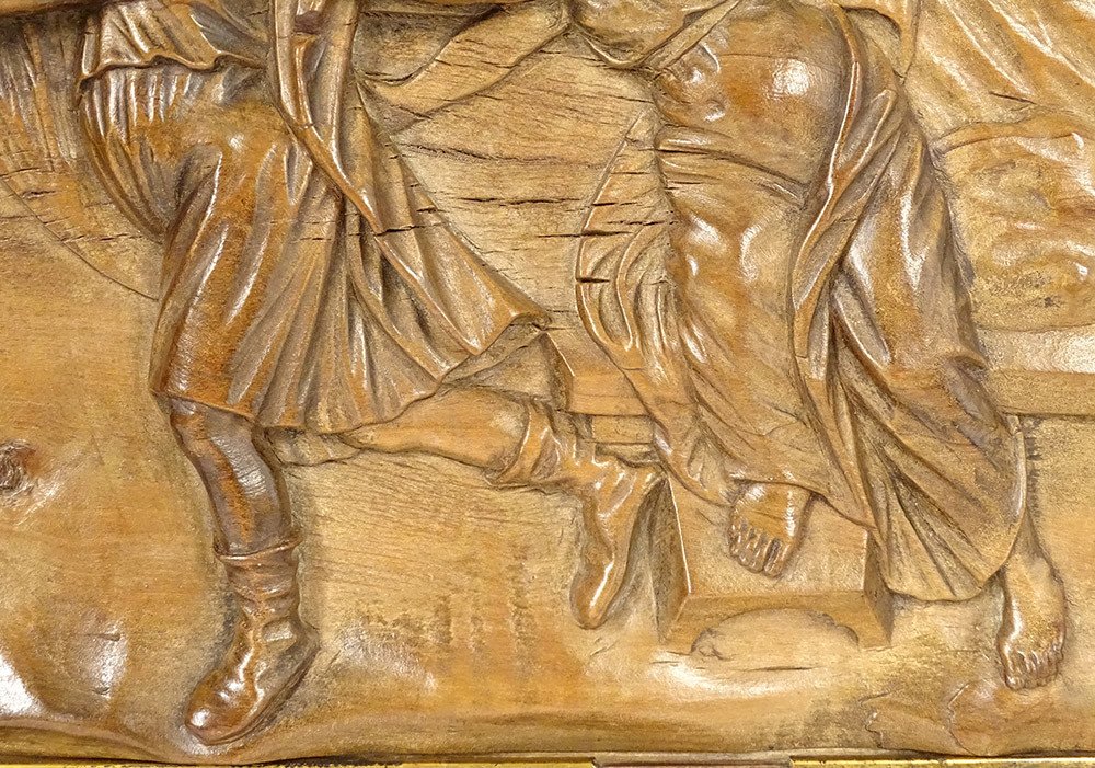 Panneau sculpté demi ronde-bosse Joseph femme Potiphar Egypte fin XVIIIème-photo-2