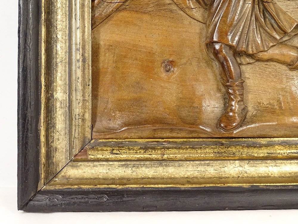 Panneau sculpté demi ronde-bosse Joseph femme Potiphar Egypte fin XVIIIème-photo-4