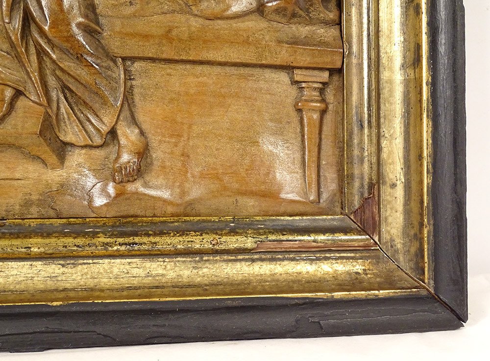Panneau sculpté demi ronde-bosse Joseph femme Potiphar Egypte fin XVIIIème-photo-5