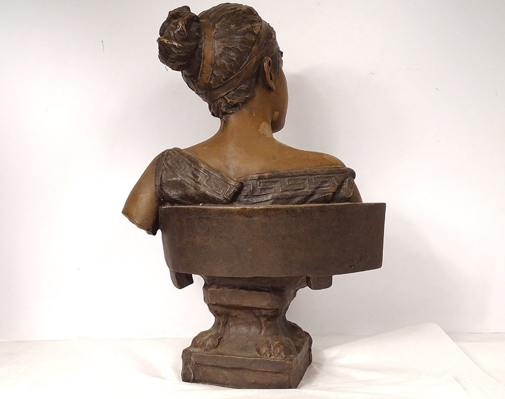 Sculpture Buste Femme Galatée Emmanuel Villanis Blot Art Nouveau XIXème-photo-6