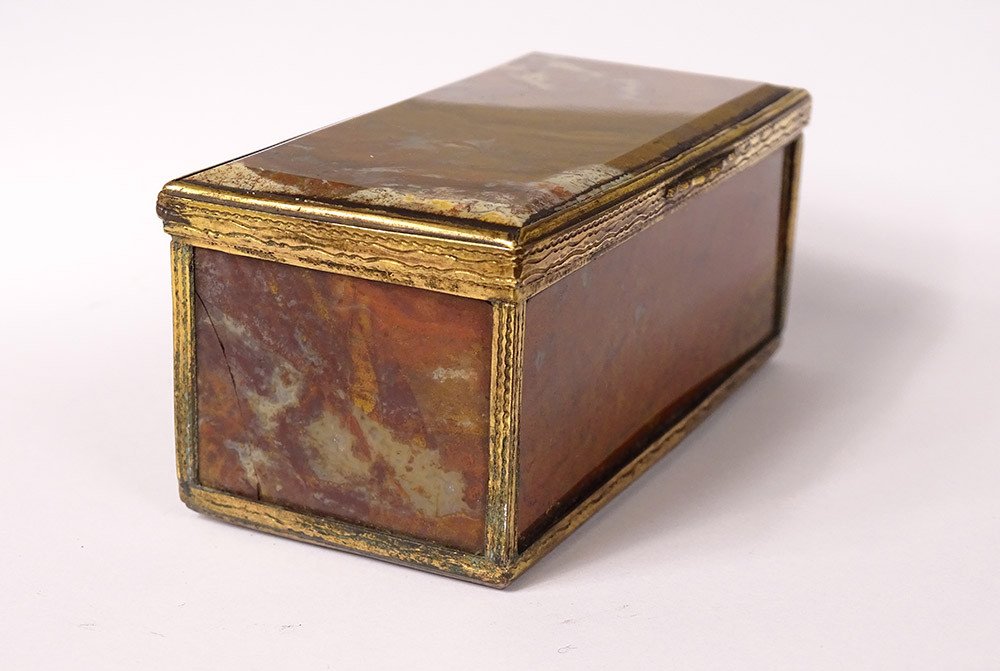 Small Box Box Agate Foam Golden Brass Restoration XIXth Century-photo-3