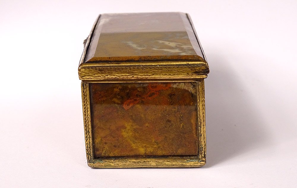 Small Box Box Agate Foam Golden Brass Restoration XIXth Century-photo-4