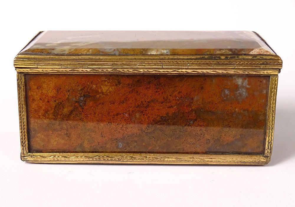 Small Box Box Agate Foam Golden Brass Restoration XIXth Century-photo-5