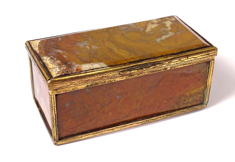 Small Box Box Agate Foam Golden Brass Restoration XIXth Century