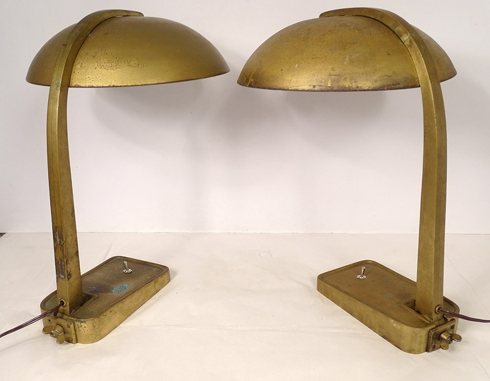 Paire de Lampes de Bureau Bronze Métal Vintage Art Déco Allemagne XXème-photo-3