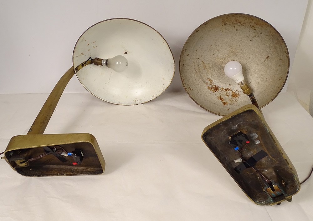 Paire de Lampes de Bureau Bronze Métal Vintage Art Déco Allemagne XXème-photo-8