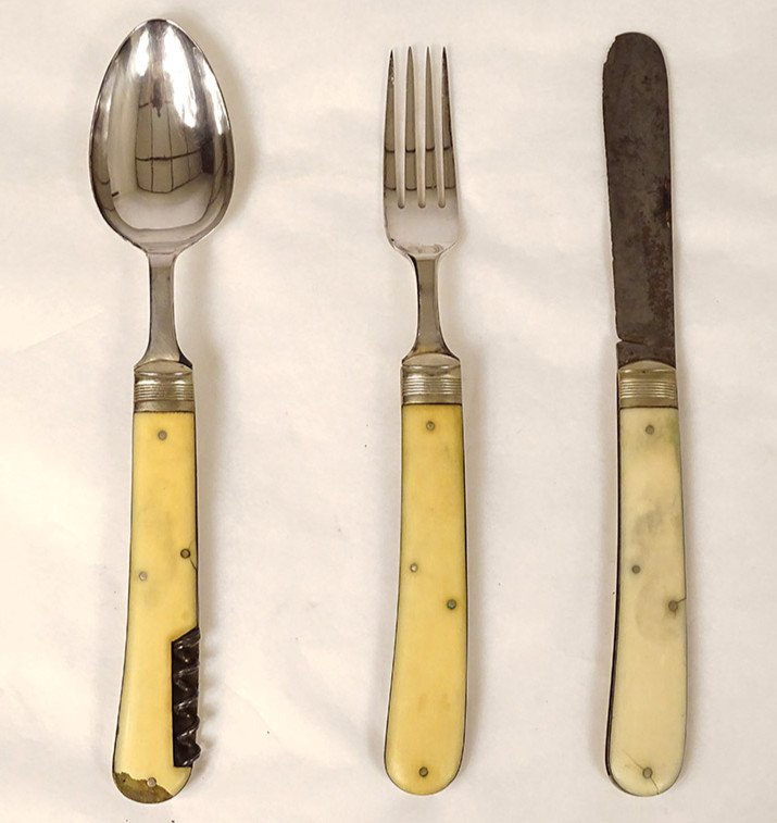 Travel Cutlery 3pc English Silver Metal Joseph Mappin Brothers XIXth