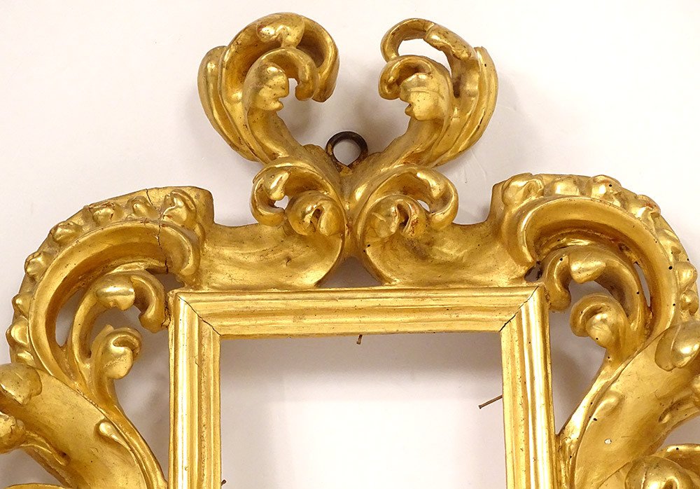 Italian Frame Carved Wood Gilded Foliage Rockery Italy XVIIIth Century-photo-2