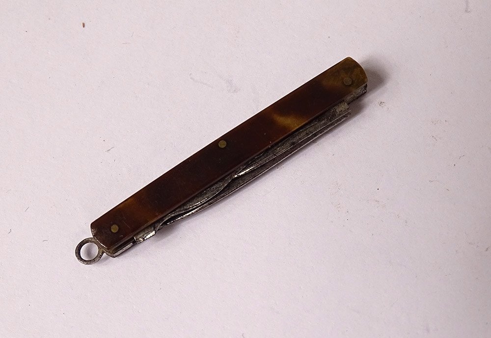 Small Pocket Knife Miniature Tortoiseshell XIXth Century-photo-2