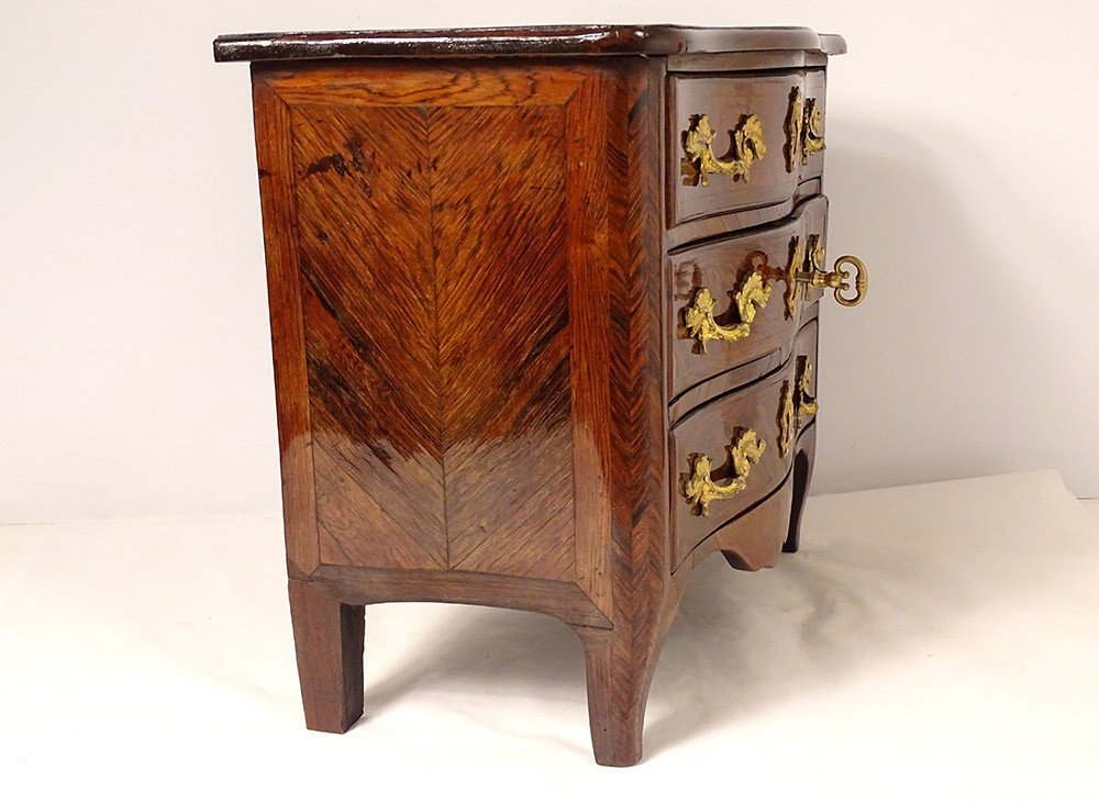 Small Commode Master Regency Marquetry Violet Wood Stamped 18th-photo-4