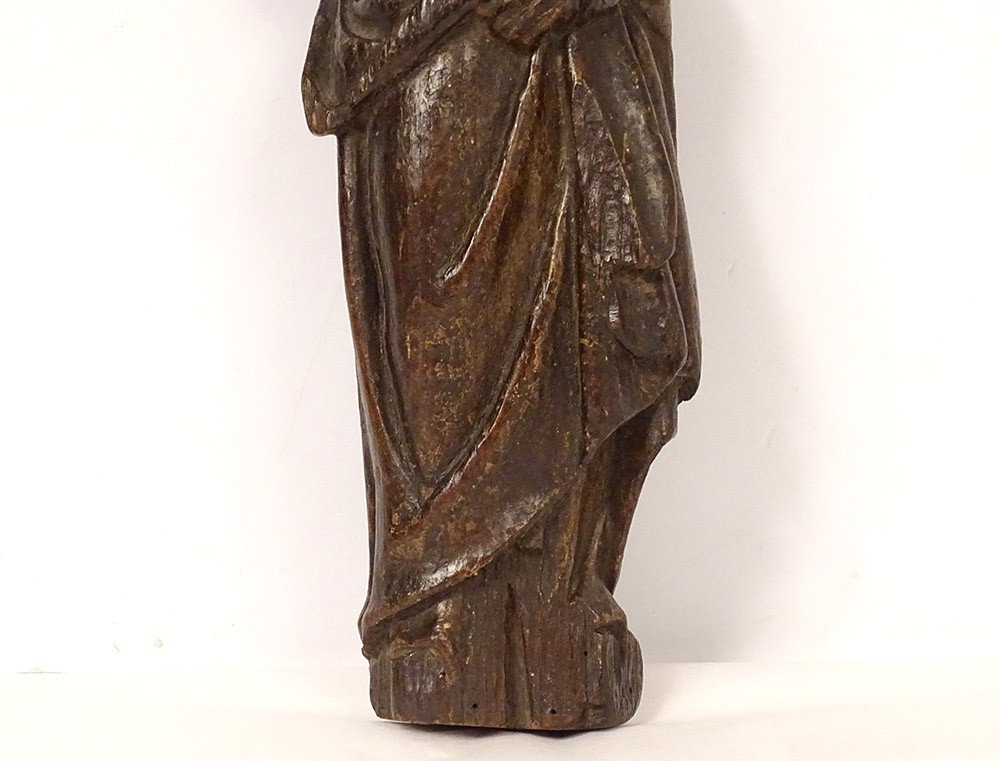 Small Sculpture Statuette Carved Wood Character Saint Peter XVII-photo-3