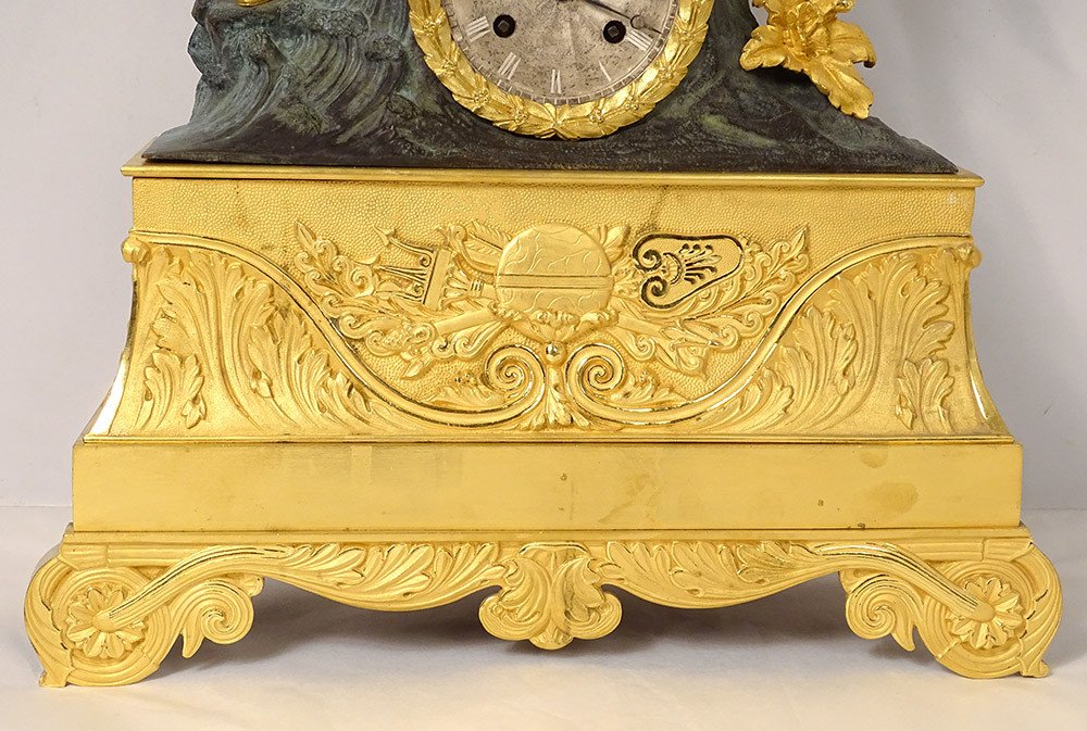 Restoration Clock Gilt Bronze Christopher Columbus America XIXth Century-photo-3