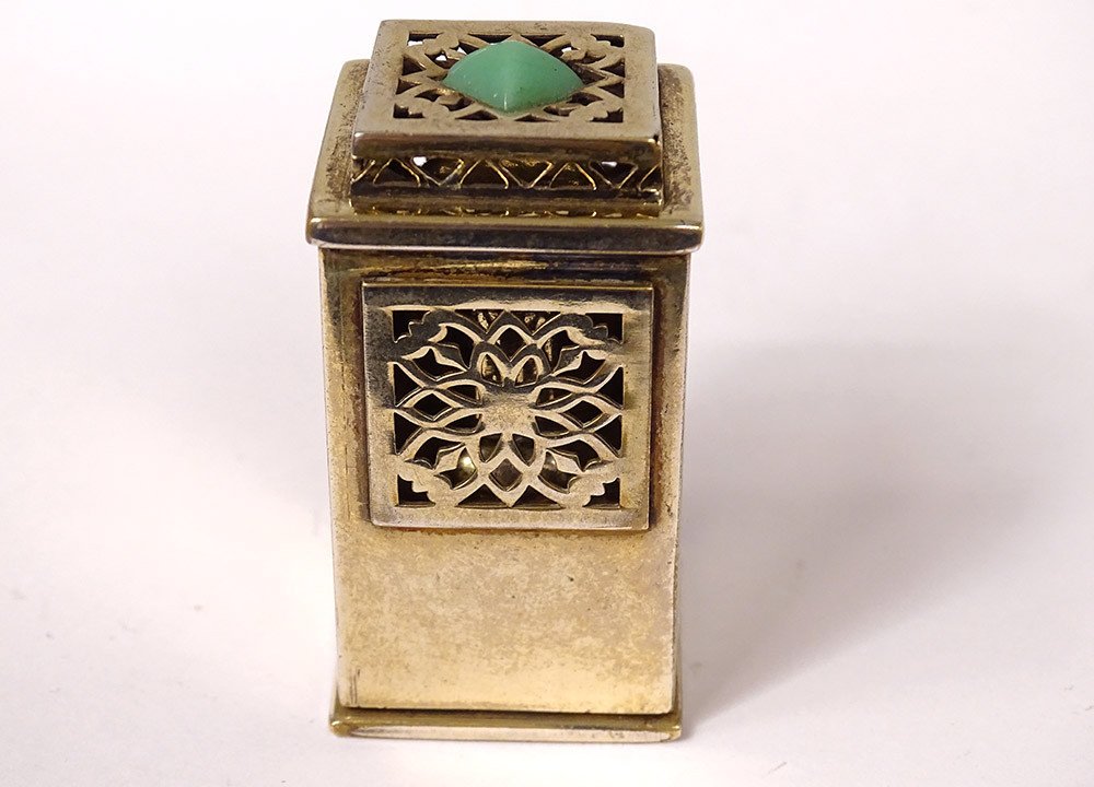 Small Table Lamp Diffuser Perfume Burner Golden Metal Art Deco Twentieth Century-photo-2
