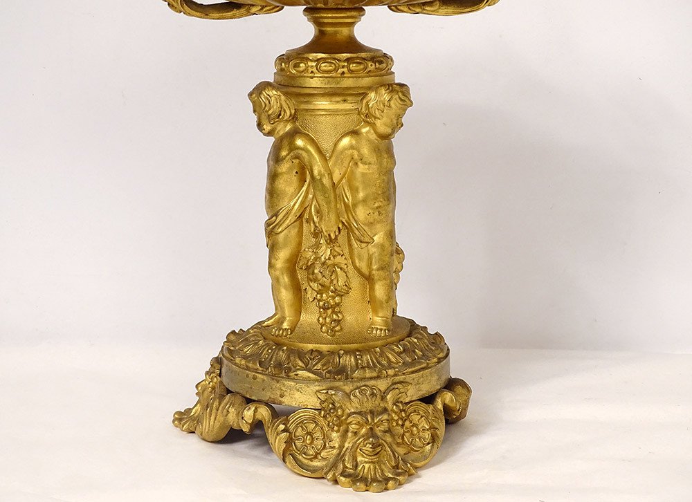 Large Gilt Bronze Incense Burner Victor Raulin Chérubins Amours Faunes XIXth-photo-3