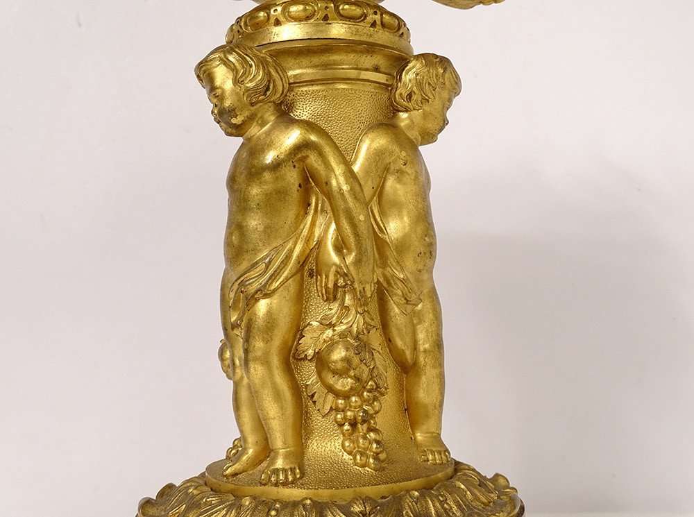 Large Gilt Bronze Incense Burner Victor Raulin Chérubins Amours Faunes XIXth-photo-4