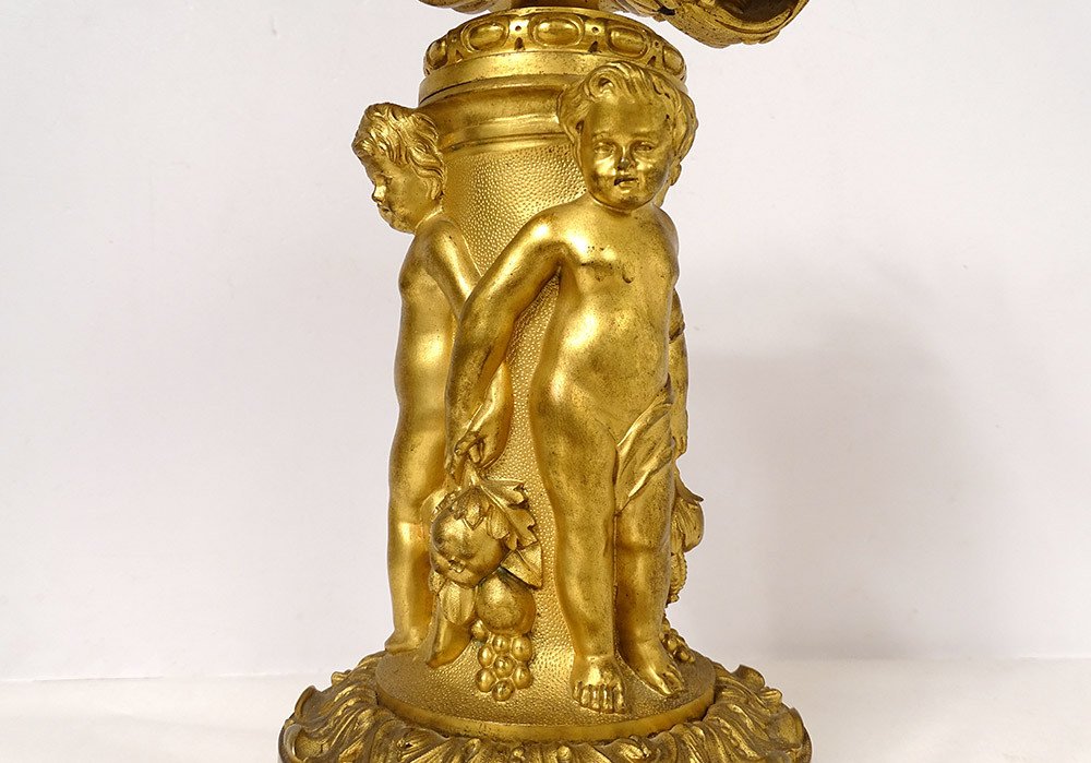 Large Gilt Bronze Incense Burner Victor Raulin Chérubins Amours Faunes XIXth-photo-4