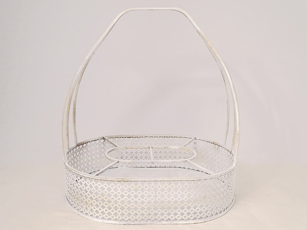 Mathieu Matégot Bottle Holder White Perforated Metal 20th Century Design-photo-3