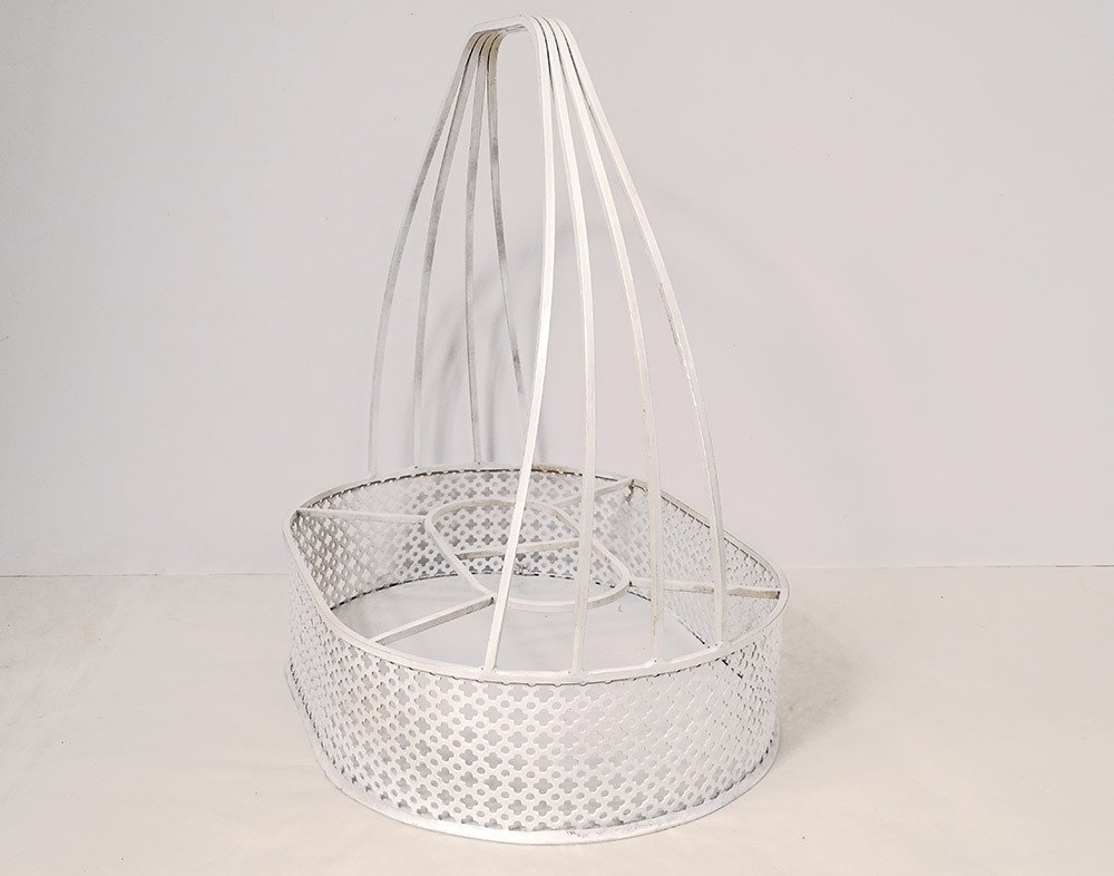 Mathieu Matégot Bottle Holder White Perforated Metal 20th Century Design-photo-1