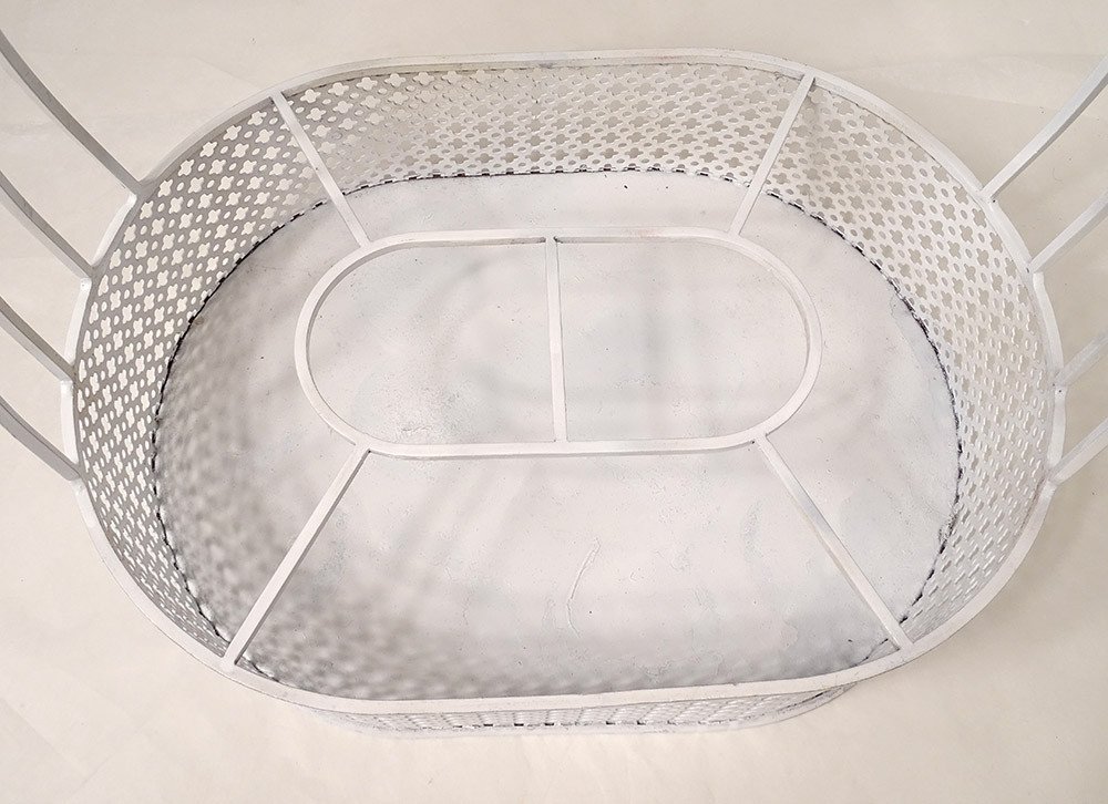 Mathieu Matégot Bottle Holder White Perforated Metal 20th Century Design-photo-2