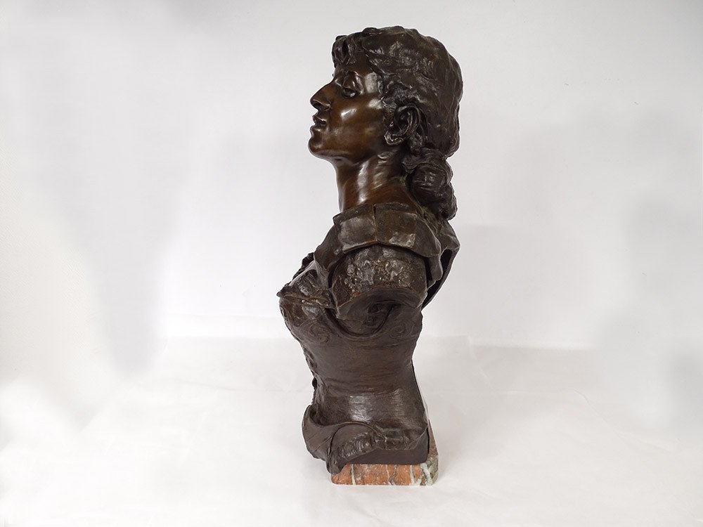 Sculpture Bronze Buste Femme Orientaliste Corset Fleurs Signée XIXè Siècle-photo-5