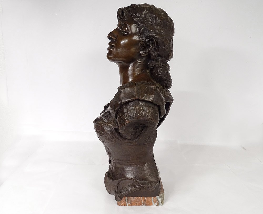 Sculpture Bronze Buste Femme Orientaliste Corset Fleurs Signée XIXè Siècle-photo-6