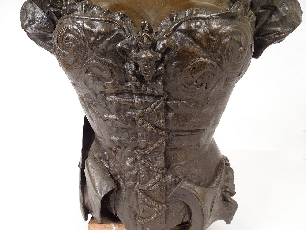 Sculpture Bronze Buste Femme Orientaliste Corset Fleurs Signée XIXè Siècle-photo-8