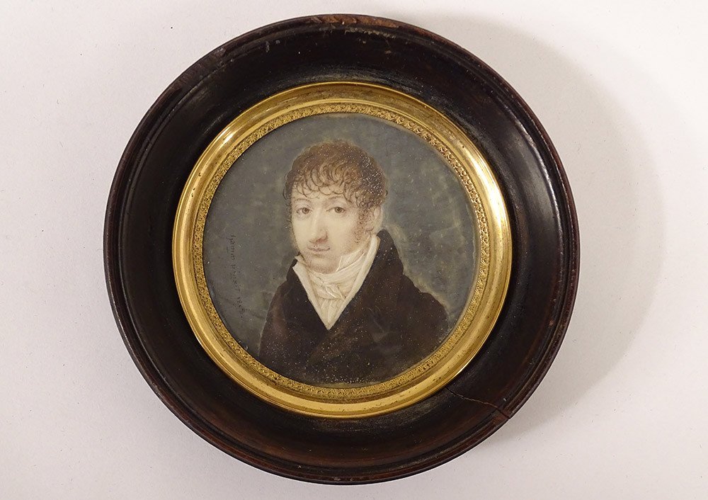 Pair Miniatures Portraits Couple Nobles Aristocrats Hamm Empire Nineteenth-photo-3