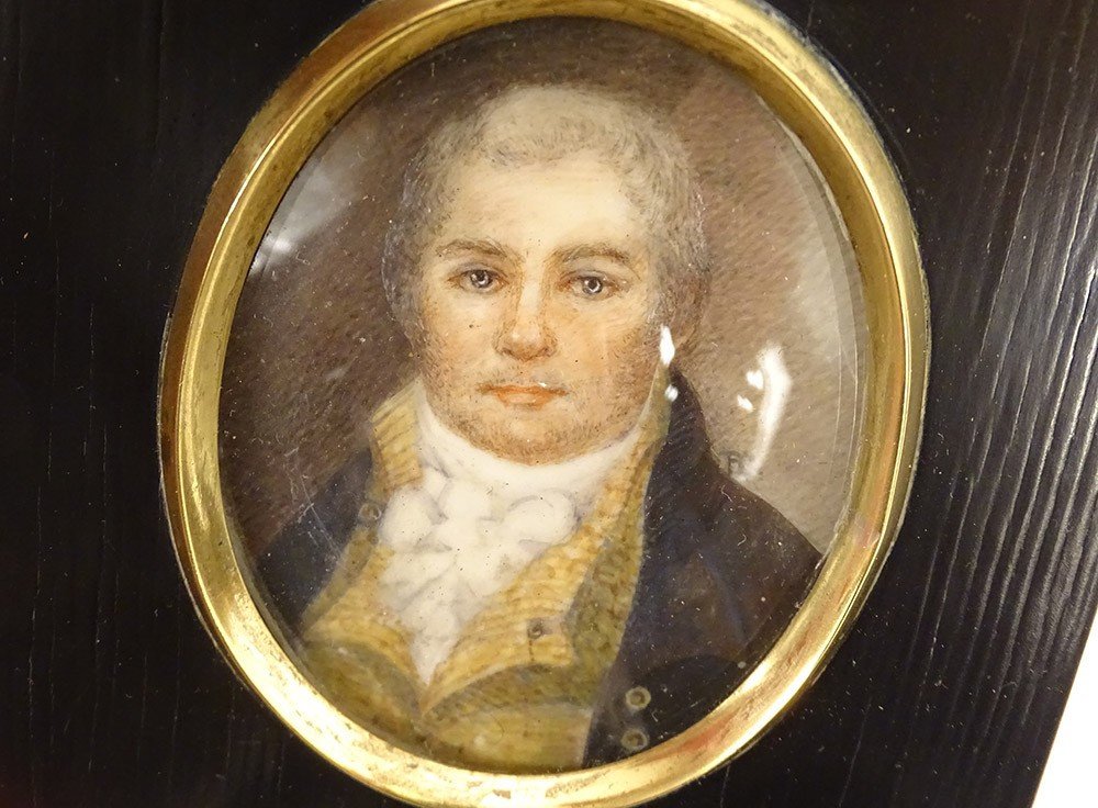 Miniature Peinte Portrait Gentilhomme Aristocrate Noble XIXème-photo-4
