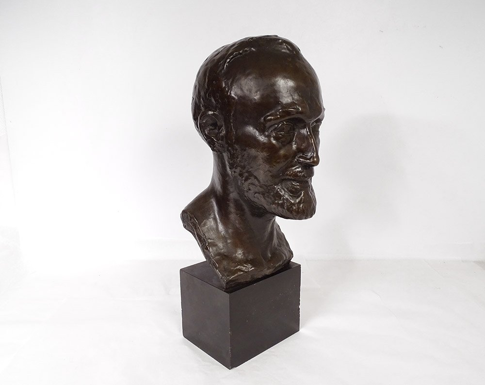 Sculpture Buste Bronze Tête Homme Fondeur Bisceglia Cire Perdue XIXè Siècle-photo-2