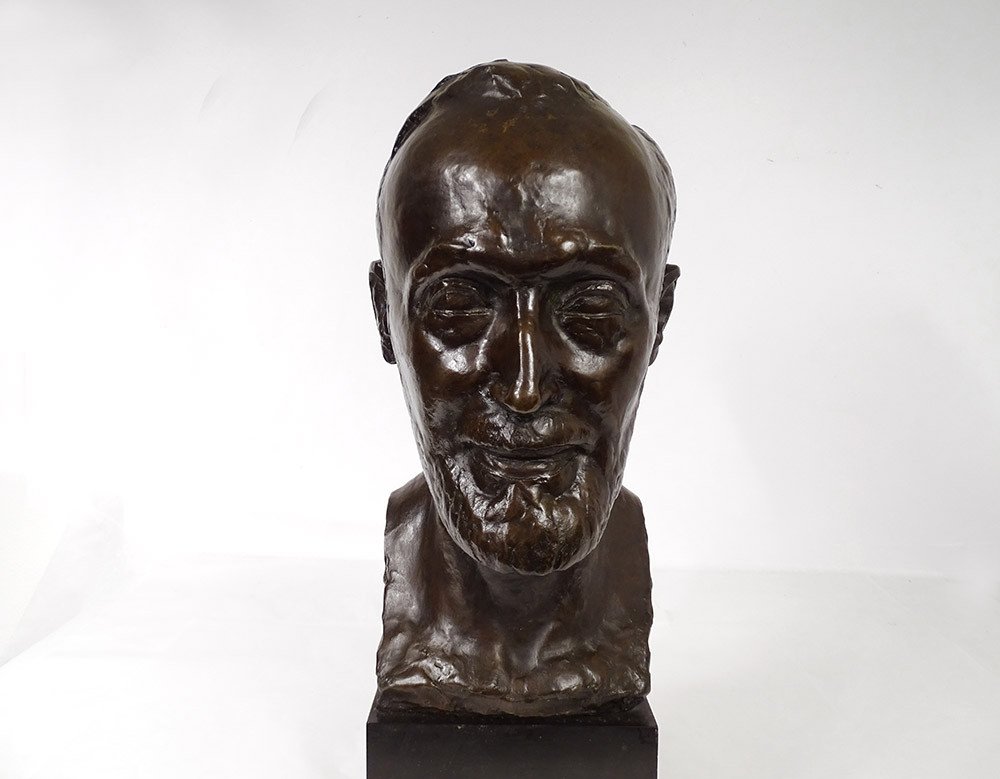 Sculpture Buste Bronze Tête Homme Fondeur Bisceglia Cire Perdue XIXè Siècle-photo-1