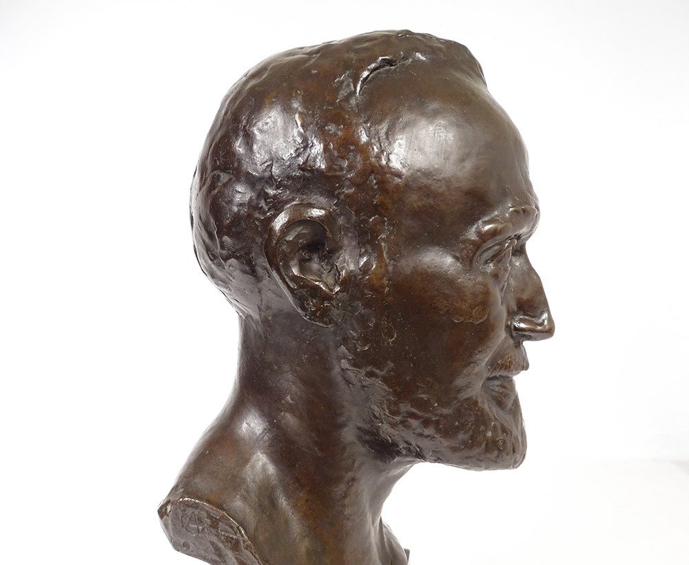 Sculpture Buste Bronze Tête Homme Fondeur Bisceglia Cire Perdue XIXè Siècle-photo-3