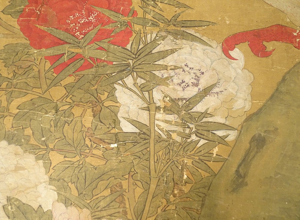 Rouleau Peinture Papier Soie Japon Oiseau Phoenix Fleurs Paysage Fin XVIIIè-photo-5