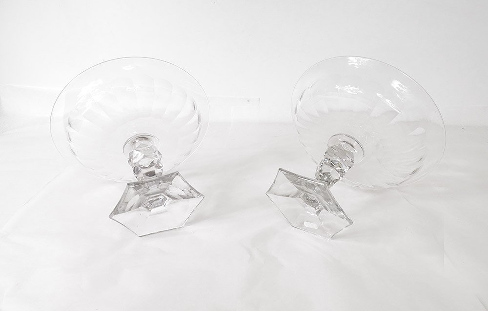 Pair Fruit Cups Centerpiece Cut Crystal XIXth Century-photo-4