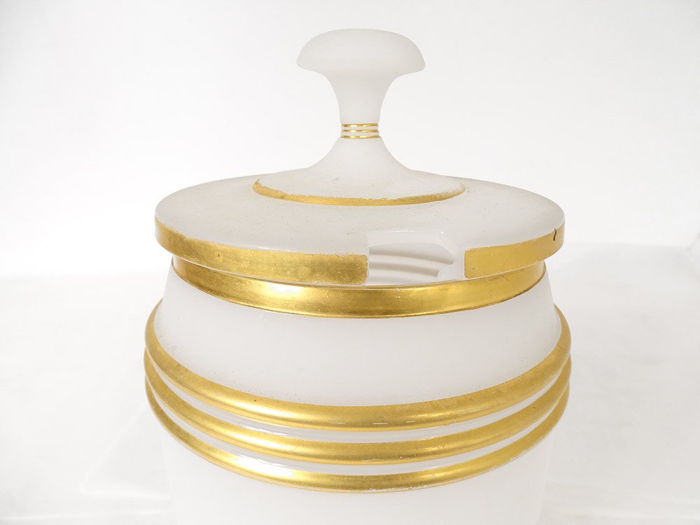Seau à Punch Opaline Blanche Baccarat Dorure Tonneau XIXème Siècle-photo-4