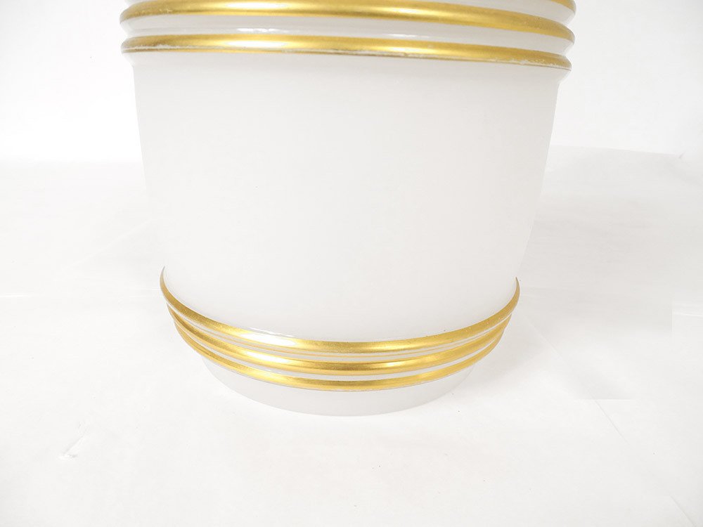 Baccarat White Opaline Punch Bucket Nineteenth Century Barrel Gilding-photo-1