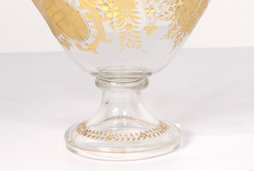 Coupe Décorative Cristal Baccarat Saint-Louis Dorure Blason Armoiries XIXè-photo-2