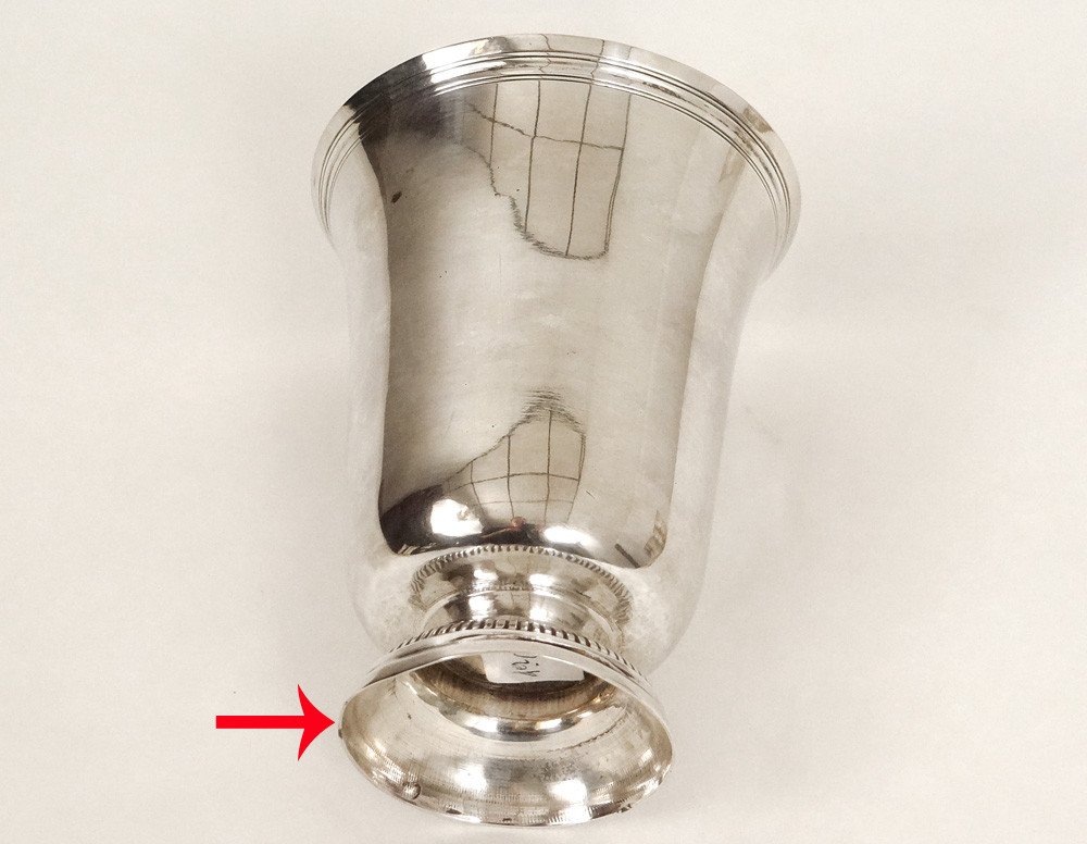 Sterling Silver Piedouche Timbale Coq Paris Goldsmith Belin 116.51gr 18th-photo-3