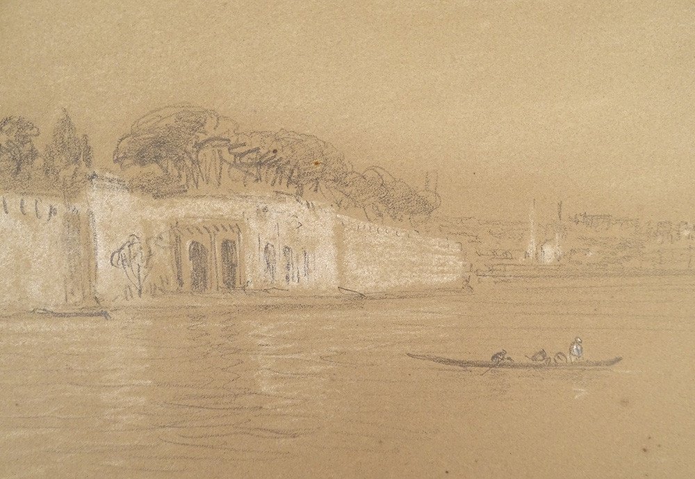 Dessin Théodore Gudin Arrivée Constantinople Turquie Paysage Mosquée 1839-photo-3